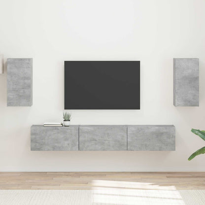 vidaXL TV-Schrankset Wandmontiert 5 pcs Beton Grau Holzwerkstoff