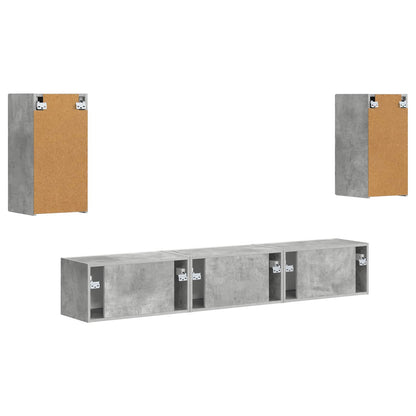 vidaXL TV-Schrankset Wandmontiert 5 pcs Beton Grau Holzwerkstoff