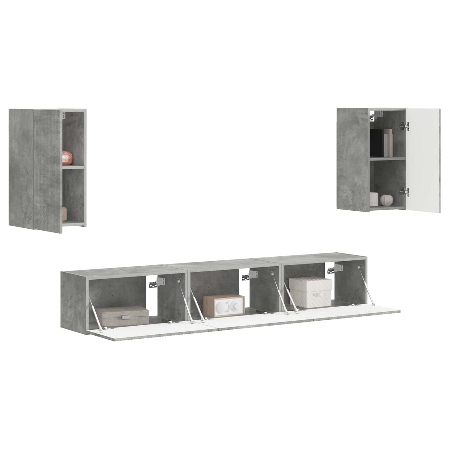 vidaXL TV-Schrankset Wandmontiert 5 pcs Beton Grau Holzwerkstoff