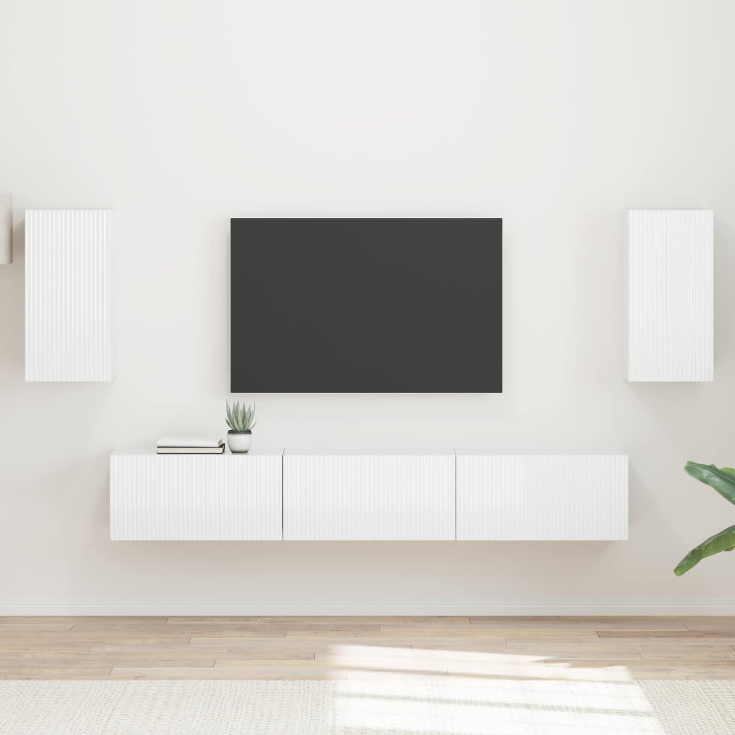 vidaXL TV-Schrankset Wandmontiert 5 pcs Hochglanz Weiß Holzwerkstoff