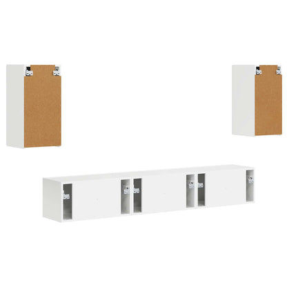 vidaXL TV-Schrankset Wandmontiert 5 pcs Hochglanz Weiß Holzwerkstoff