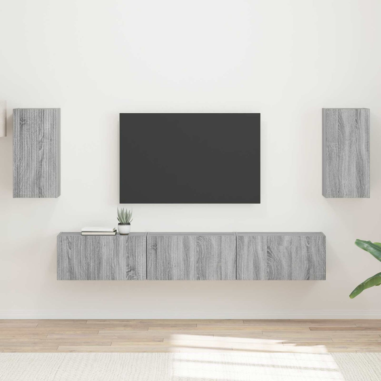 vidaXL TV-Schrankset Wandmontiert 5 pcs Graues Sonoma Holzwerkstoff