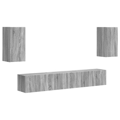 vidaXL TV-Schrankset Wandmontiert 5 pcs Graues Sonoma Holzwerkstoff