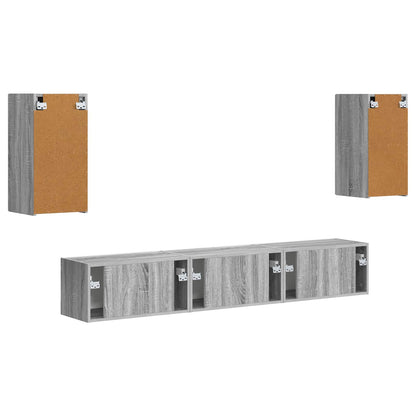 vidaXL TV-Schrankset Wandmontiert 5 pcs Graues Sonoma Holzwerkstoff