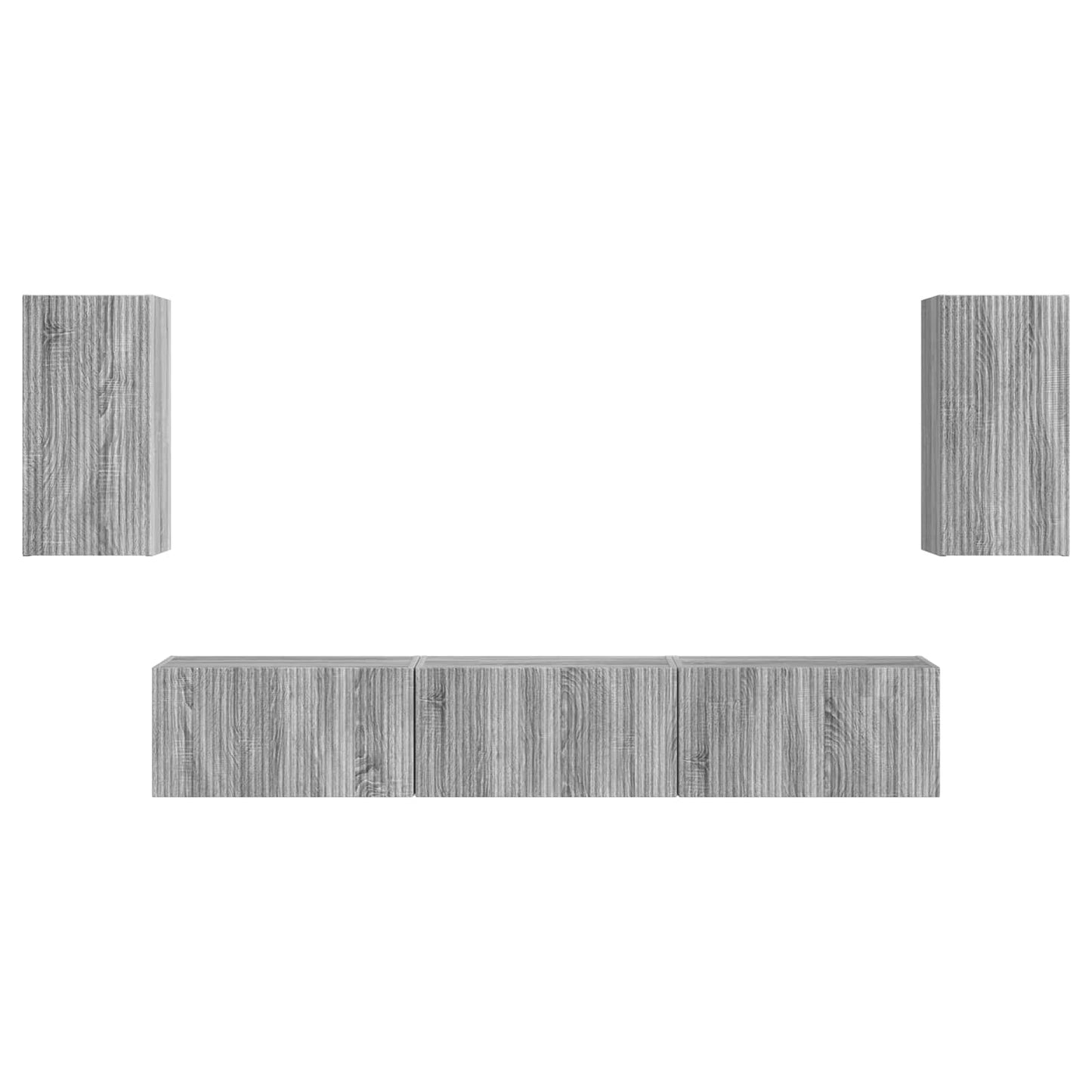 vidaXL TV-Schrankset Wandmontiert 5 pcs Graues Sonoma Holzwerkstoff
