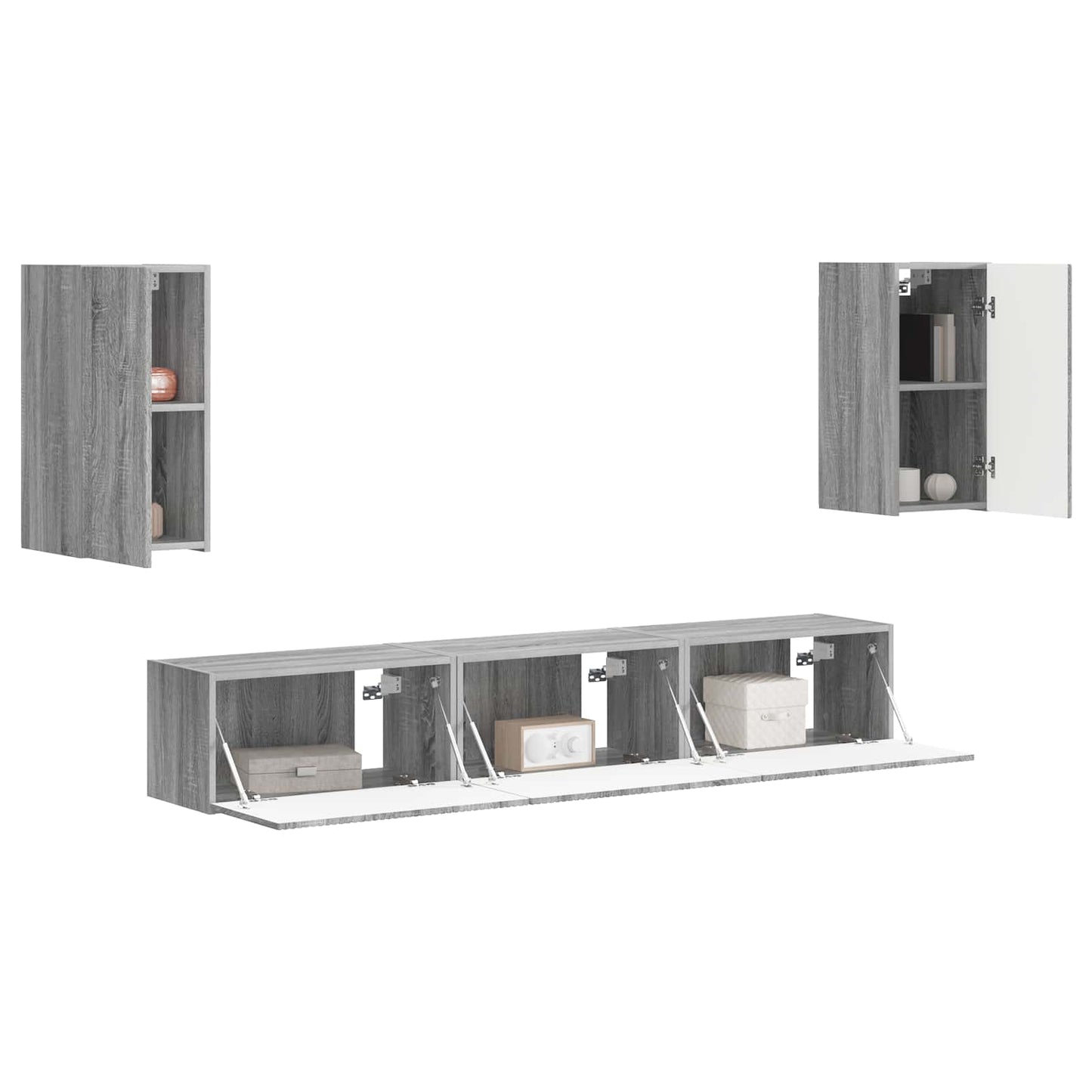 vidaXL TV-Schrankset Wandmontiert 5 pcs Graues Sonoma Holzwerkstoff