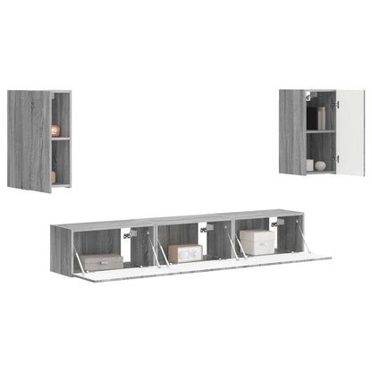 vidaXL TV-Schrankset Wandmontiert 5 pcs Graues Sonoma Holzwerkstoff