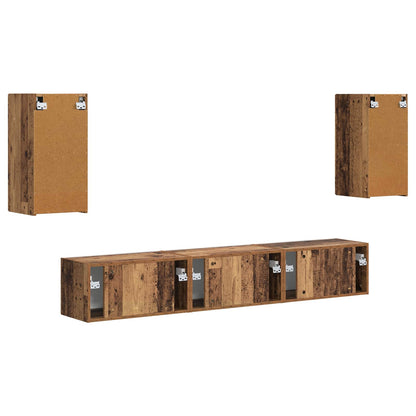 vidaXL TV-Schrankset Wandmontiert 5 pcs Altholz Holzwerkstoff