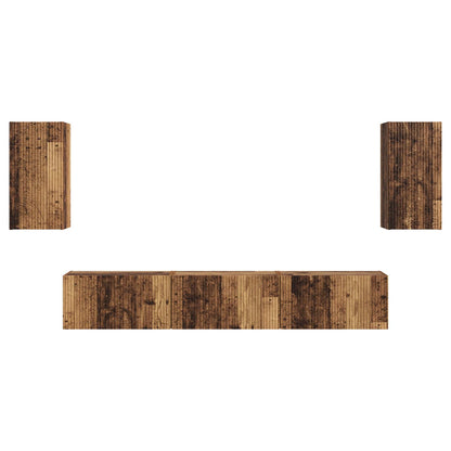 vidaXL TV-Schrankset Wandmontiert 5 pcs Altholz Holzwerkstoff