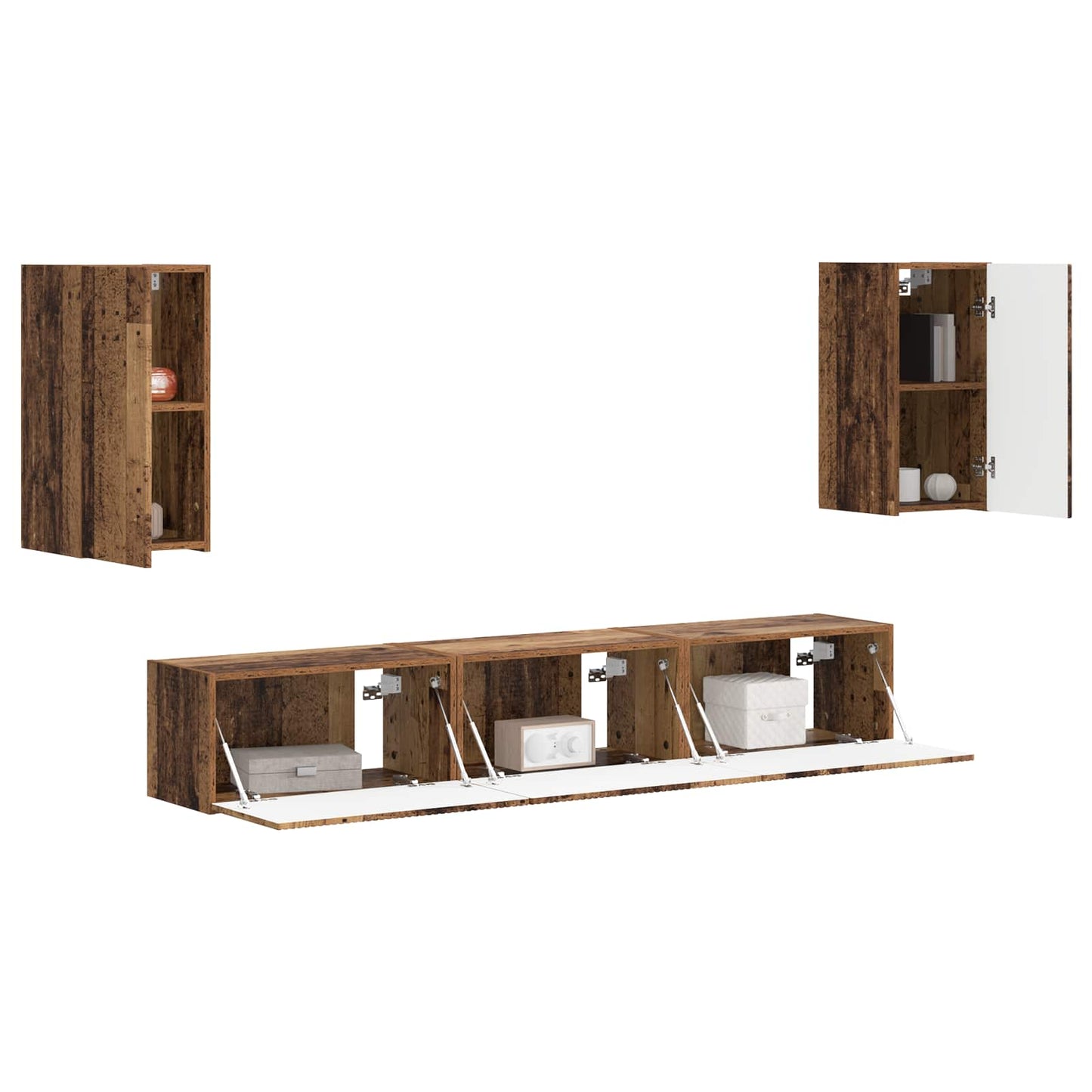 vidaXL TV-Schrankset Wandmontiert 5 pcs Altholz Holzwerkstoff