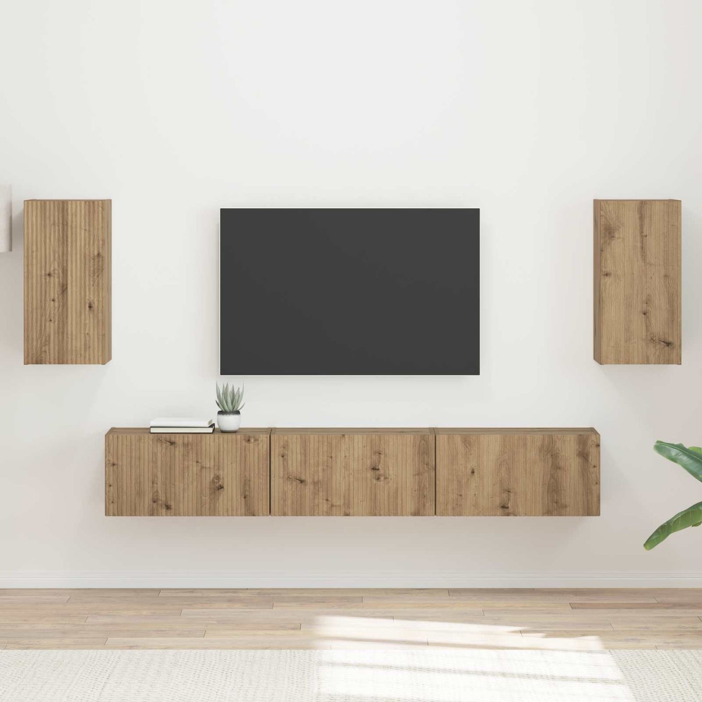 vidaXL TV-Schrankset Wandmontiert 5 pcs Artisan-Eiche Holzwerkstoff