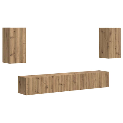 vidaXL TV-Schrankset Wandmontiert 5 pcs Artisan-Eiche Holzwerkstoff