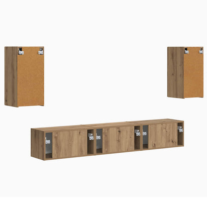 vidaXL TV-Schrankset Wandmontiert 5 pcs Artisan-Eiche Holzwerkstoff