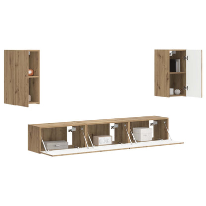 vidaXL TV-Schrankset Wandmontiert 5 pcs Artisan-Eiche Holzwerkstoff