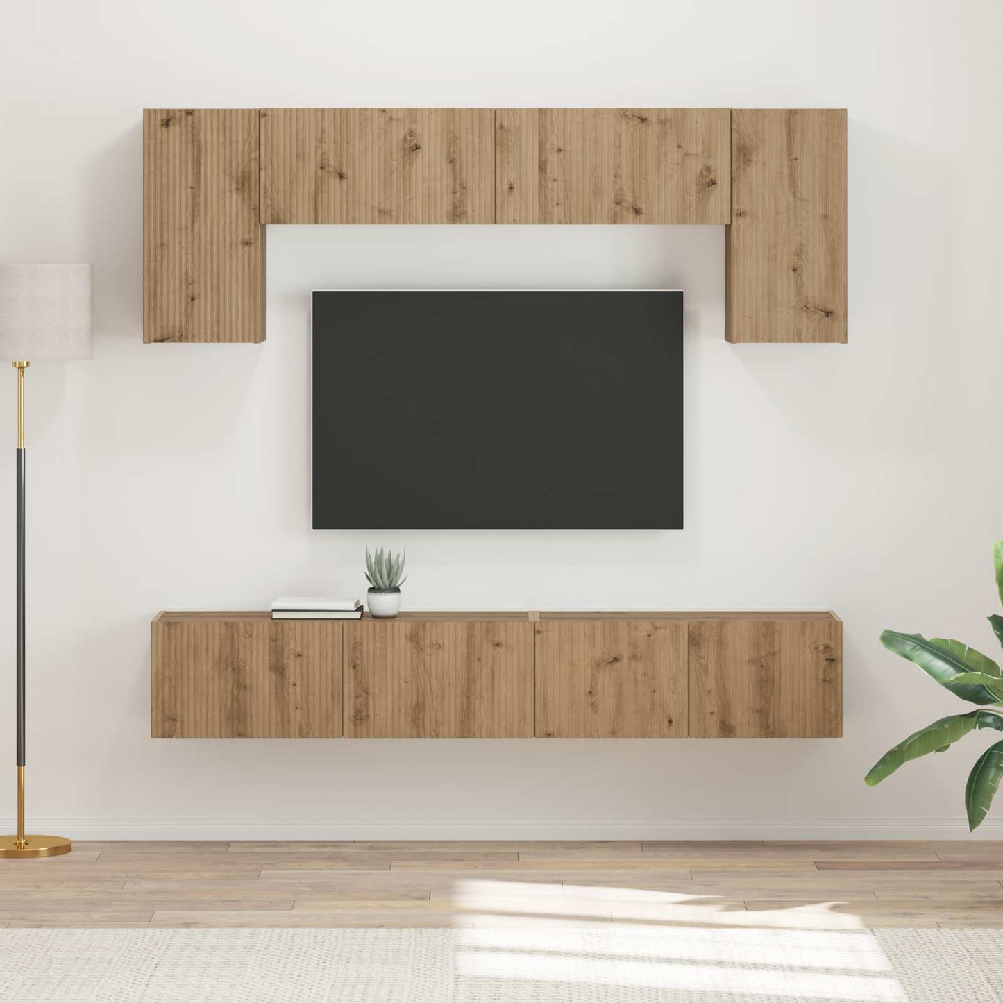 TV-Schrankset Wandmontiert 4 pcs Weiß Holzwerkstoff