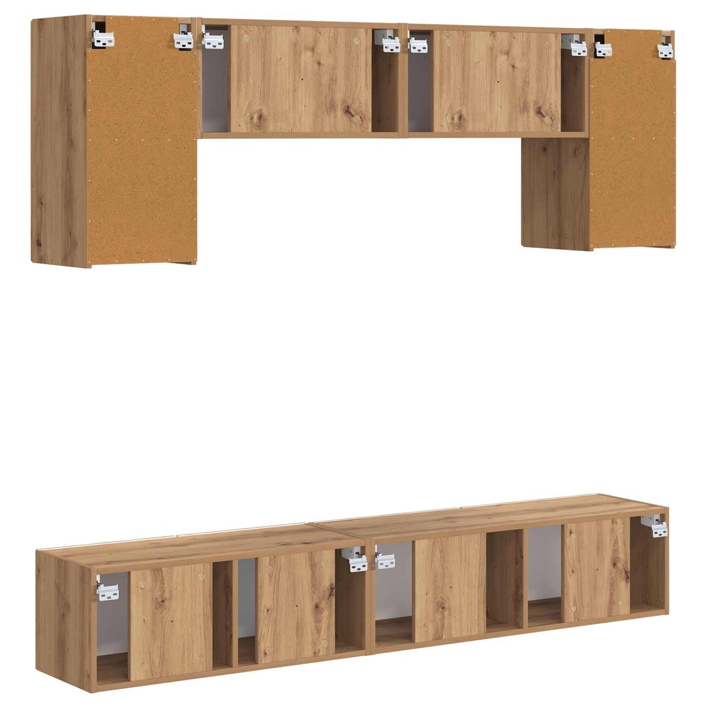vidaXL TV-Schrankset 4 pcs Geräucherte Eiche Holzwerkstoff