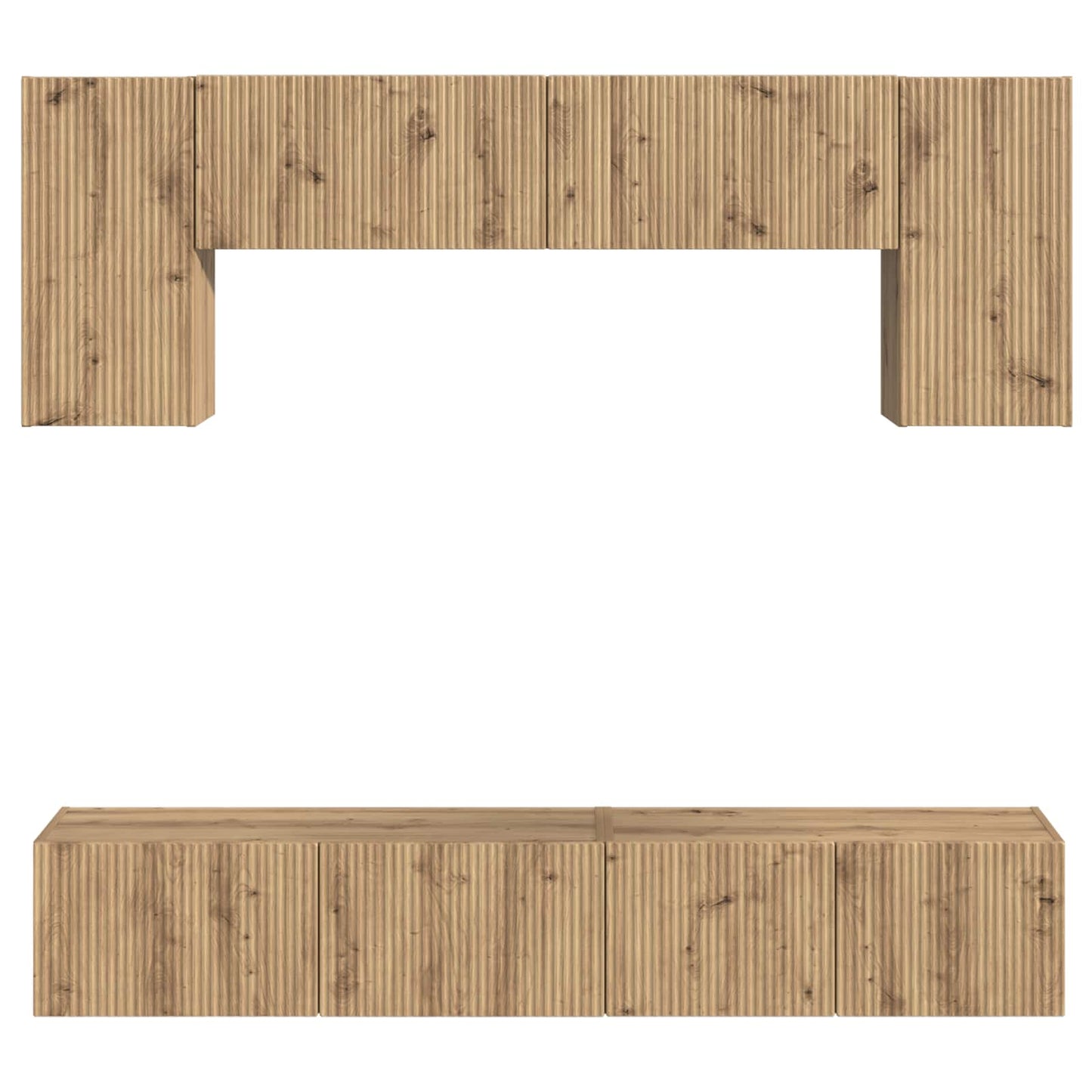 vidaXL TV-Schrankset Wandmontiert 4 pcs Altholz Holzwerkstoff