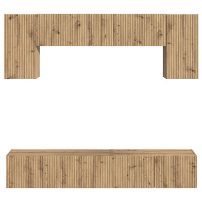 vidaXL TV-Schrankset Wandmontiert 4 pcs Artisan-Eiche Holzwerkstoff