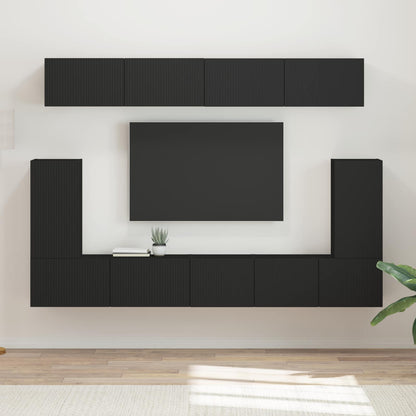 vidaXL TV-Schrankset Wandmontiert 5 pcs Schwarz Holzwerkstoff