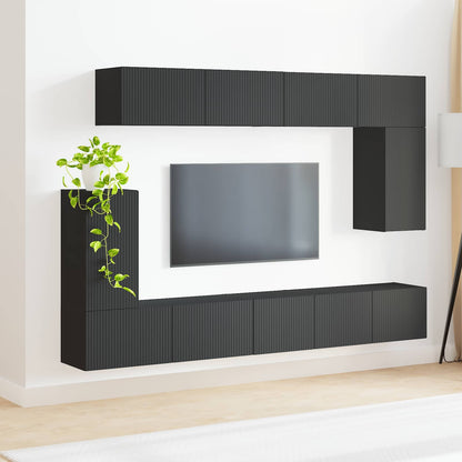 vidaXL TV-Schrankset Wandmontiert 5 pcs Schwarz Holzwerkstoff
