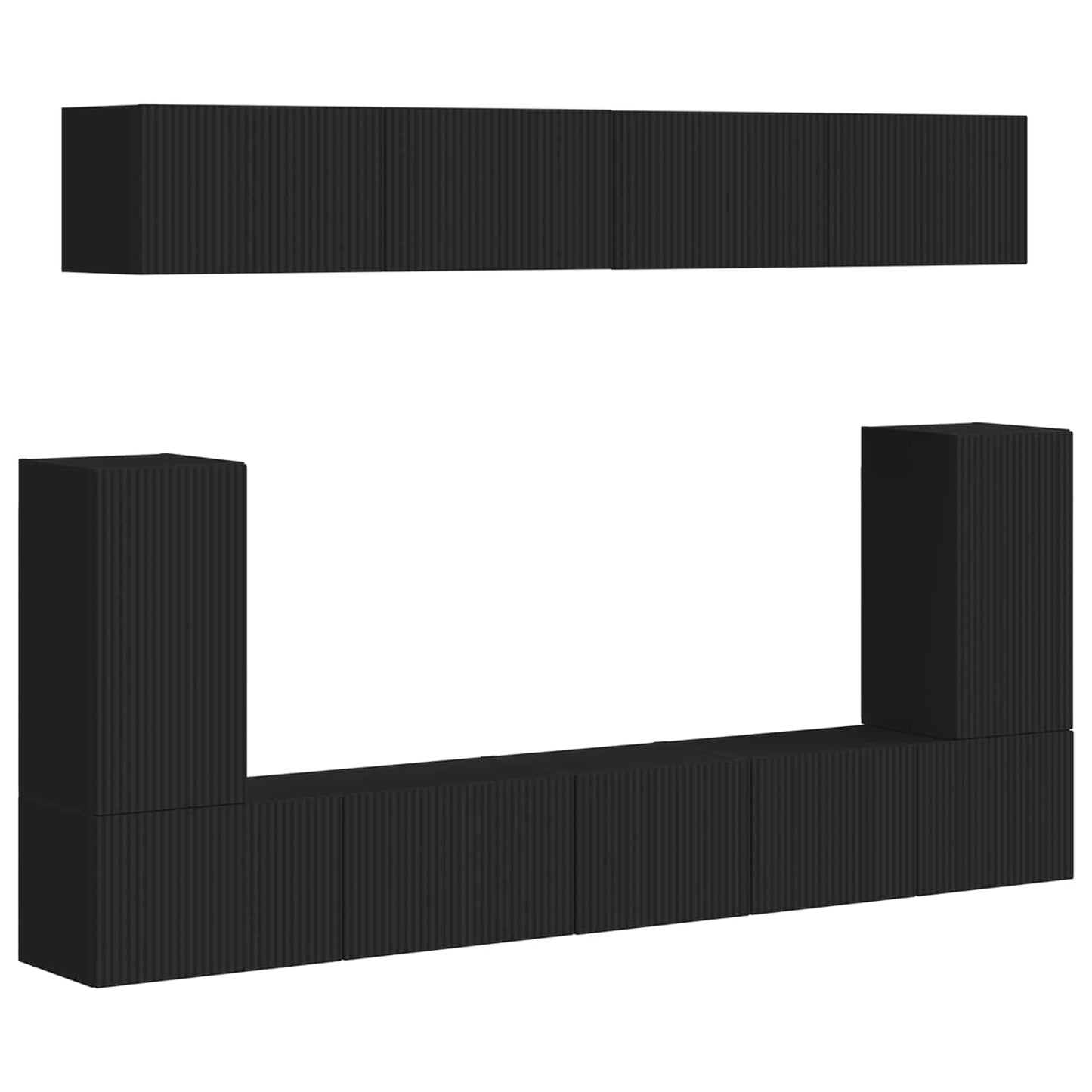 vidaXL TV-Schrankset Wandmontiert 5 pcs Schwarz Holzwerkstoff