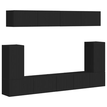 vidaXL TV-Schrankset Wandmontiert 5 pcs Schwarz Holzwerkstoff