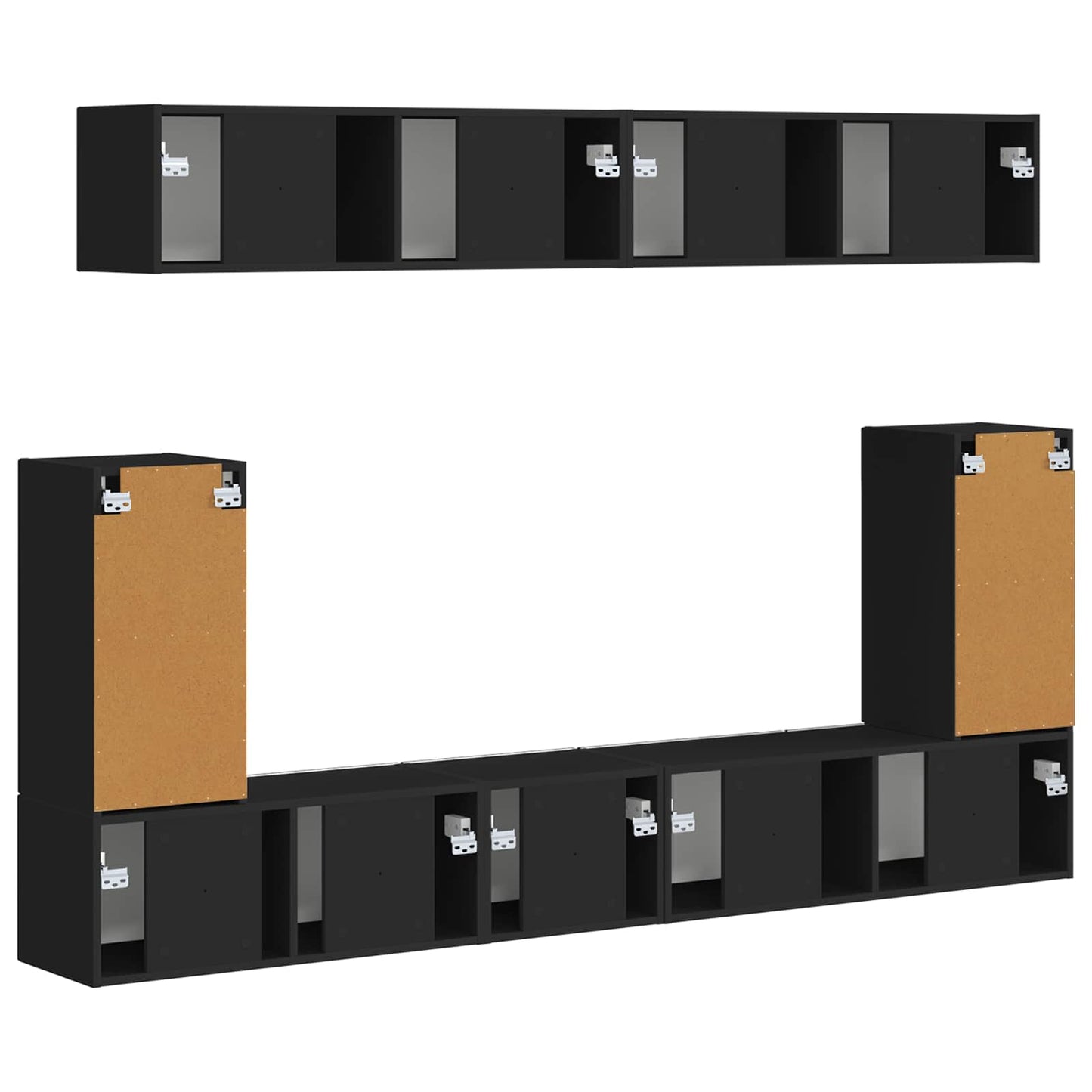 vidaXL TV-Schrankset Wandmontiert 5 pcs Schwarz Holzwerkstoff