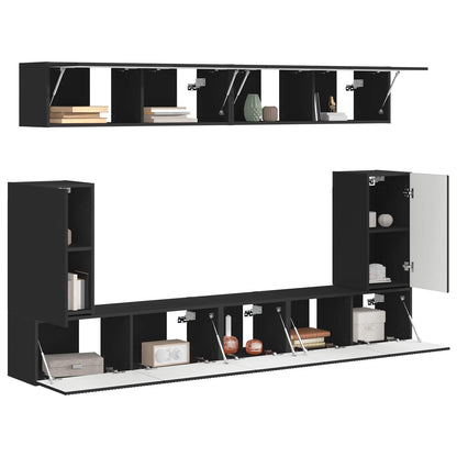 vidaXL TV-Schrankset Wandmontiert 5 pcs Schwarz Holzwerkstoff