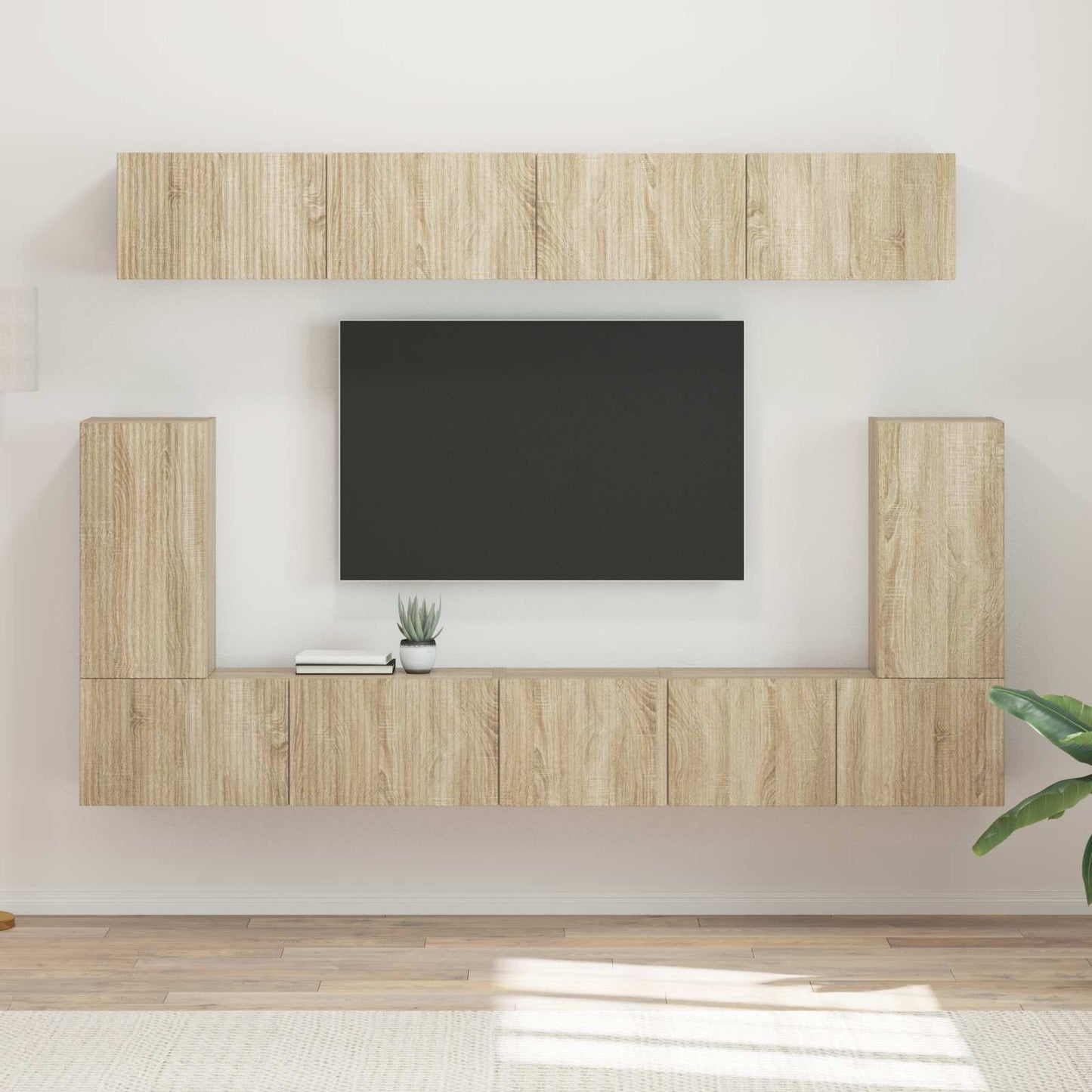 vidaXL TV-Schrankset Wandmontiert 5 pcs Sonoma-Eiche Holzwerkstoff