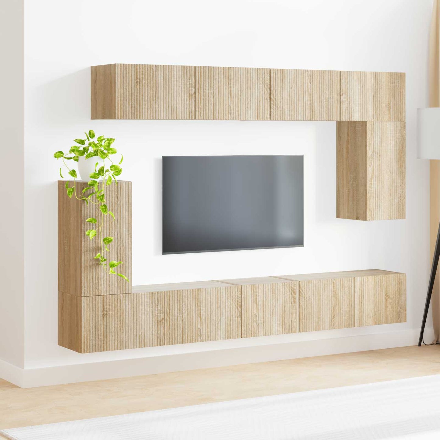 vidaXL TV-Schrankset Wandmontiert 5 pcs Sonoma-Eiche Holzwerkstoff