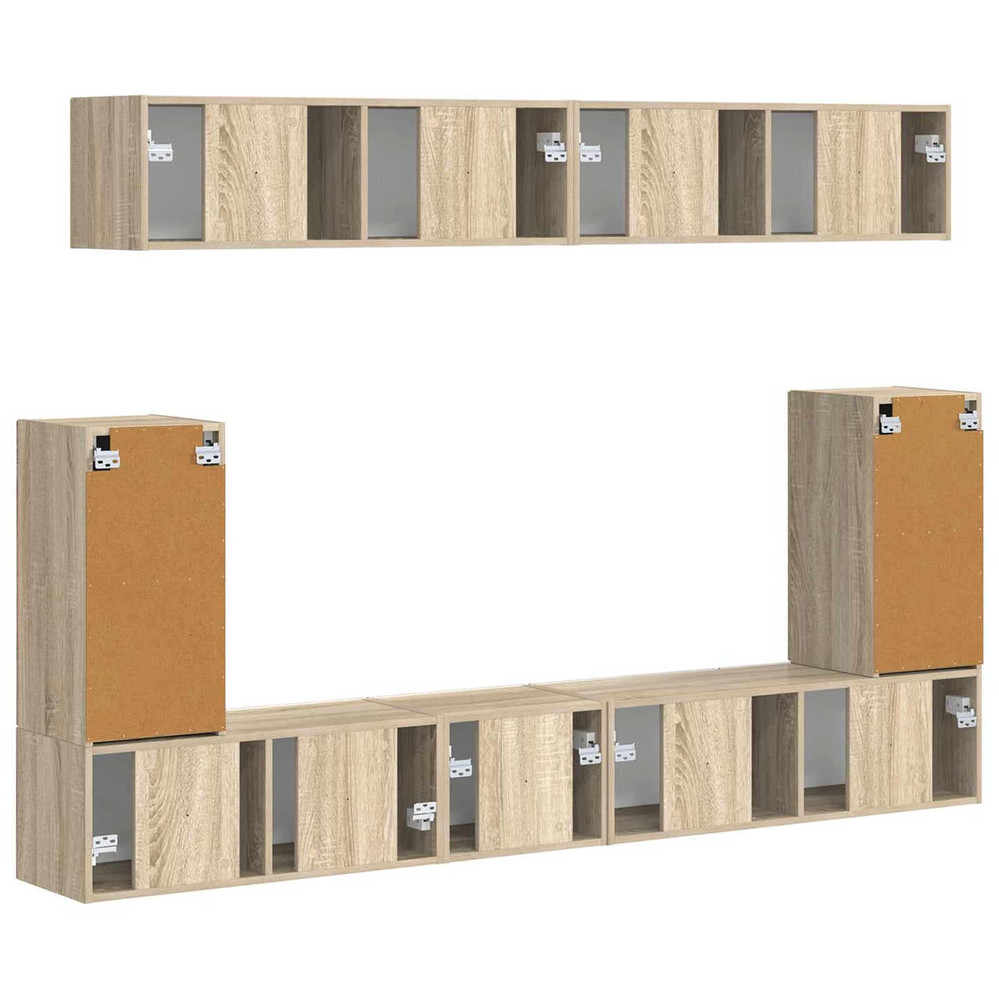 vidaXL TV-Schrankset Wandmontiert 5 pcs Sonoma-Eiche Holzwerkstoff