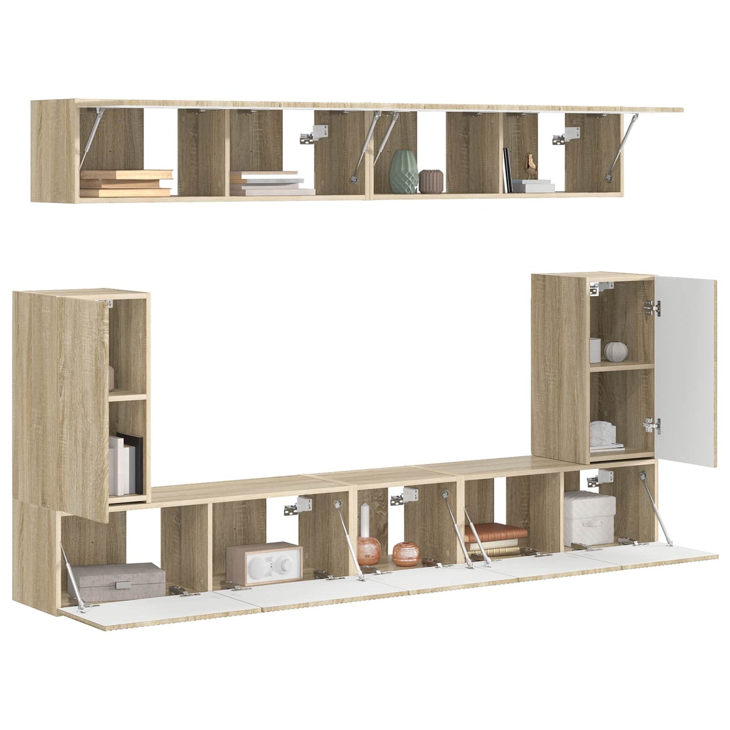 vidaXL TV-Schrankset Wandmontiert 5 pcs Sonoma-Eiche Holzwerkstoff