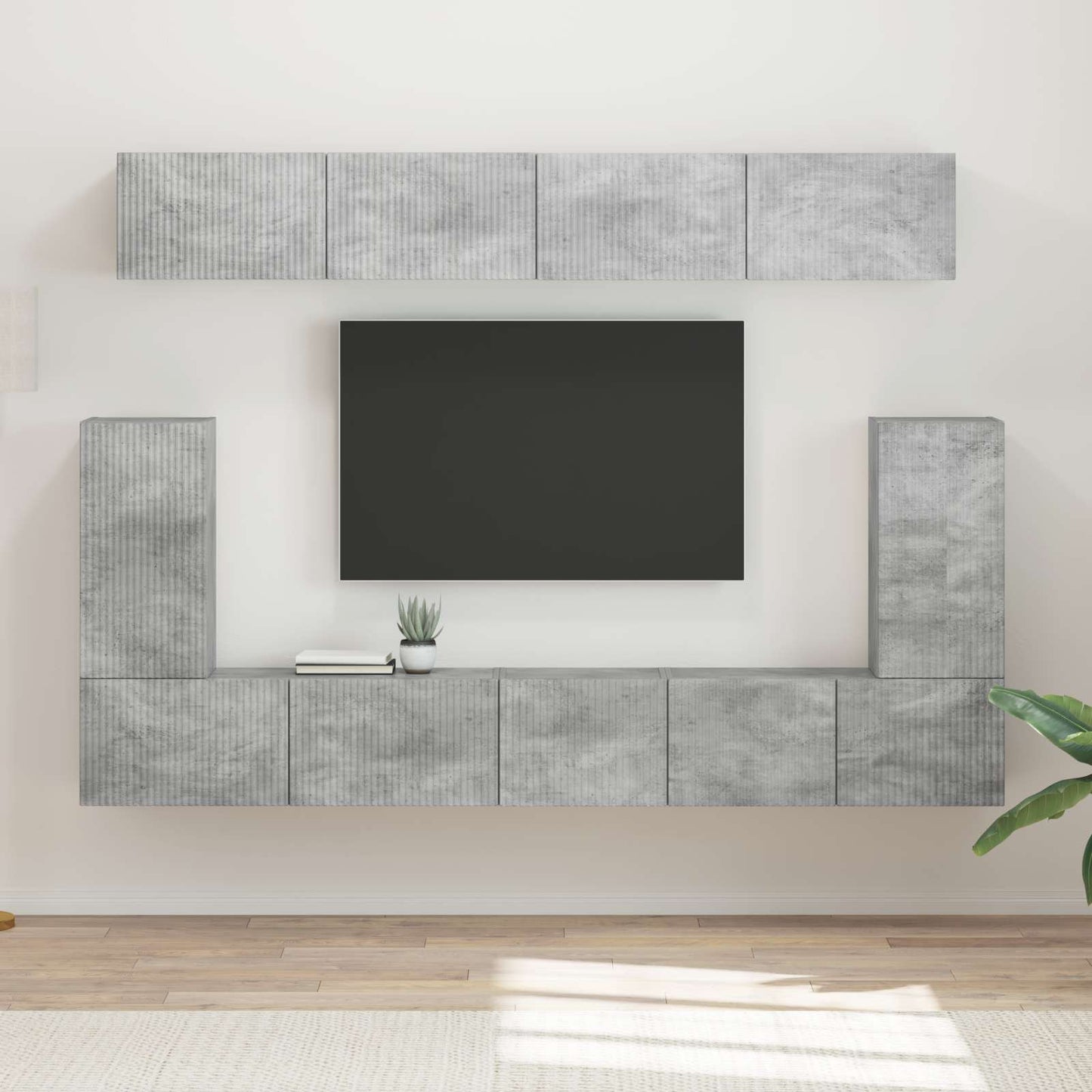 vidaXL TV-Schrankset Wandmontiert 5 pcs Beton Grau Holzwerkstoff