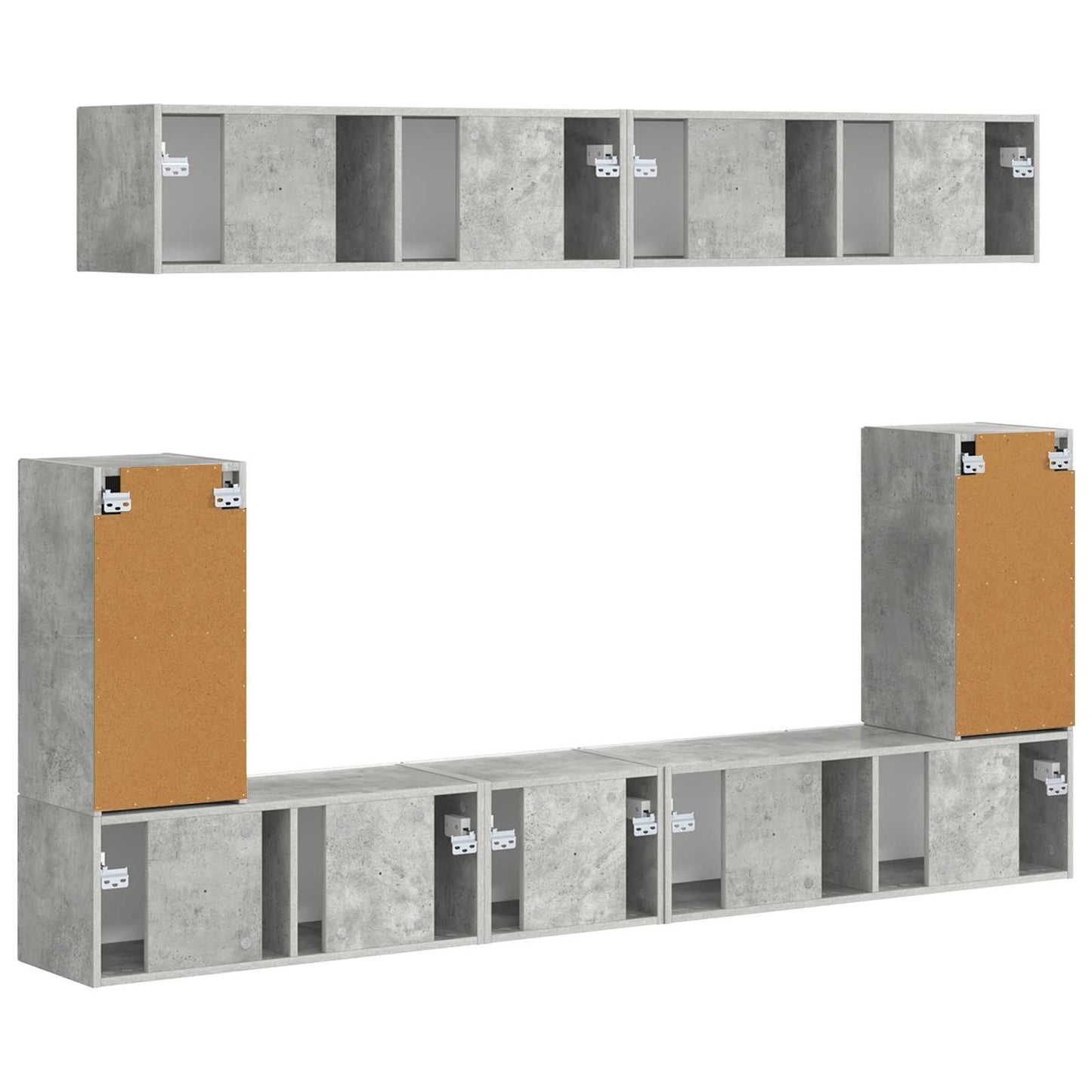 vidaXL TV-Schrankset Wandmontiert 5 pcs Beton Grau Holzwerkstoff