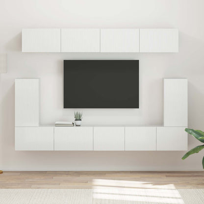 vidaXL TV-Schrankset Wandmontiert 5 pcs Hochglanz Weiß Holzwerkstoff
