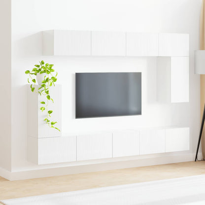 vidaXL TV-Schrankset Wandmontiert 5 pcs Hochglanz Weiß Holzwerkstoff