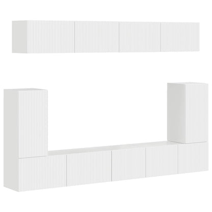 vidaXL TV-Schrankset Wandmontiert 5 pcs Hochglanz Weiß Holzwerkstoff