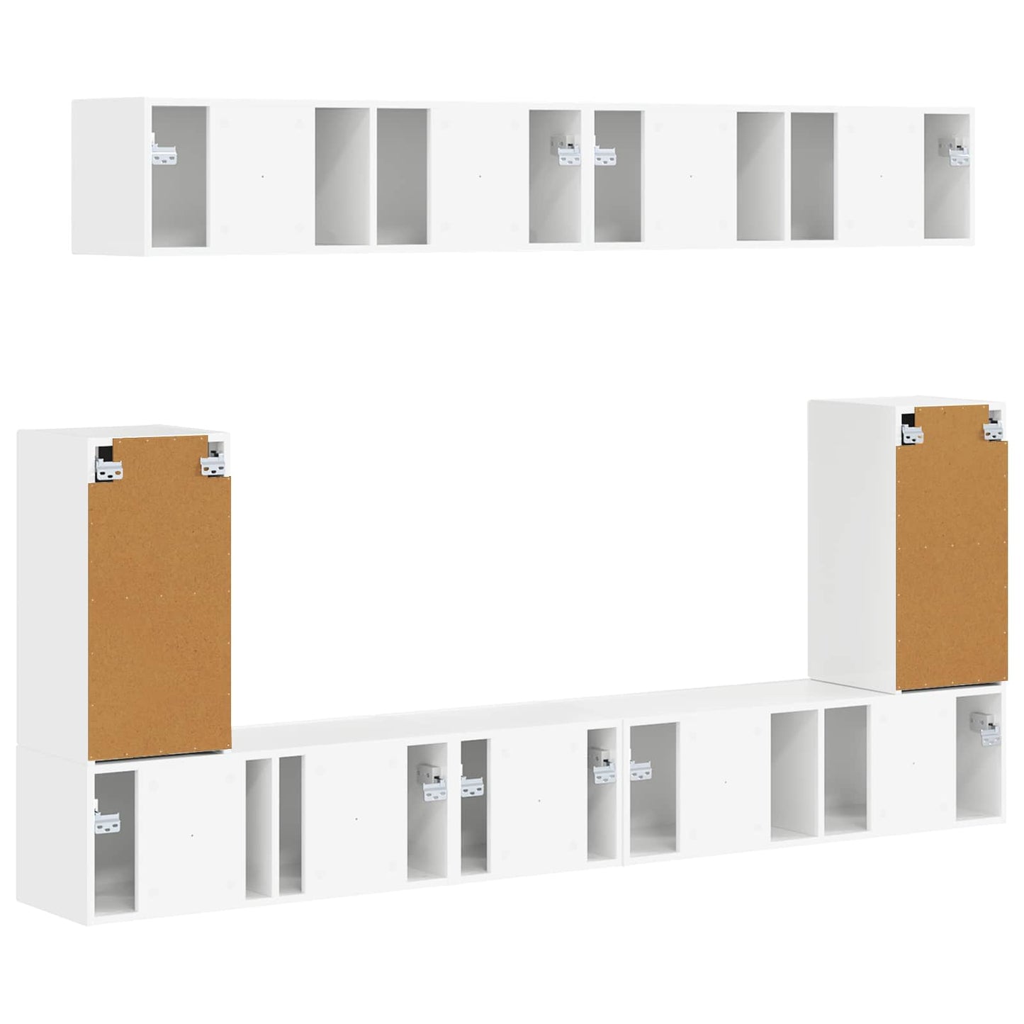 vidaXL TV-Schrankset Wandmontiert 5 pcs Hochglanz Weiß Holzwerkstoff