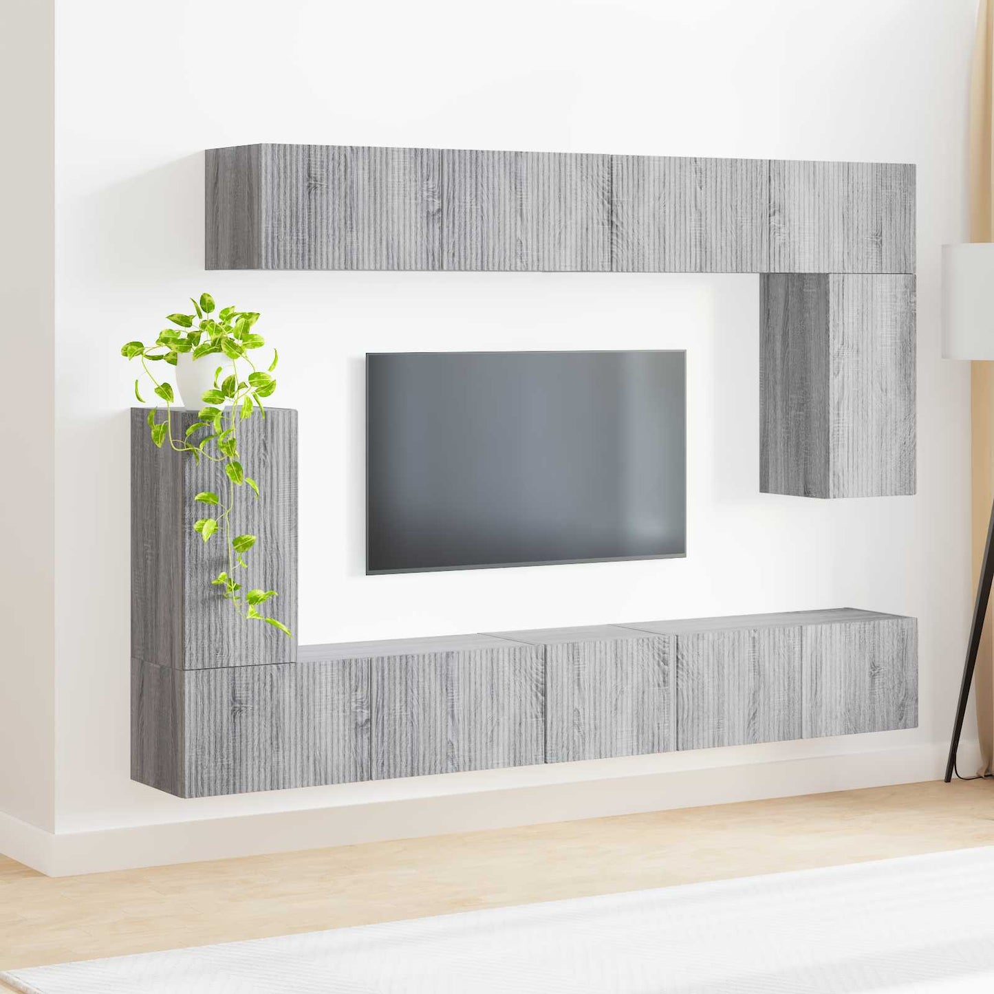 vidaXL TV-Schrankset Wandmontiert 5 pcs Graues Sonoma Holzwerkstoff