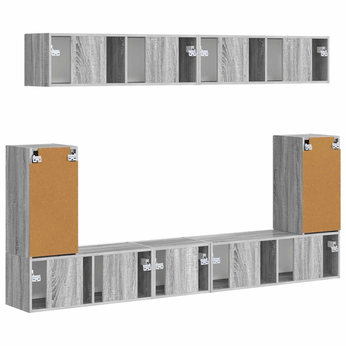 vidaXL TV-Schrankset Wandmontiert 5 pcs Graues Sonoma Holzwerkstoff