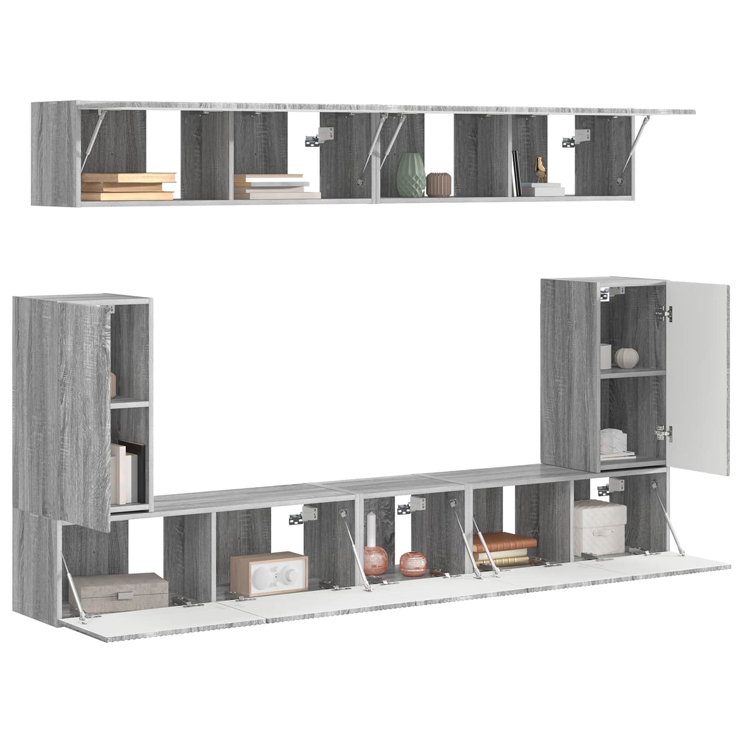 vidaXL TV-Schrankset Wandmontiert 5 pcs Graues Sonoma Holzwerkstoff