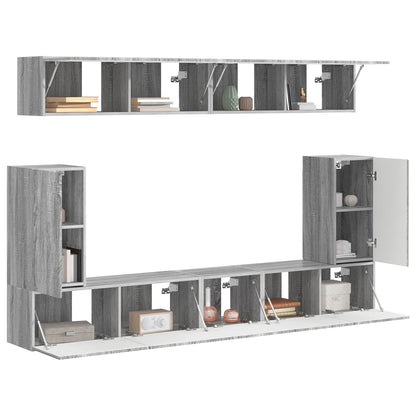vidaXL TV-Schrankset Wandmontiert 5 pcs Graues Sonoma Holzwerkstoff