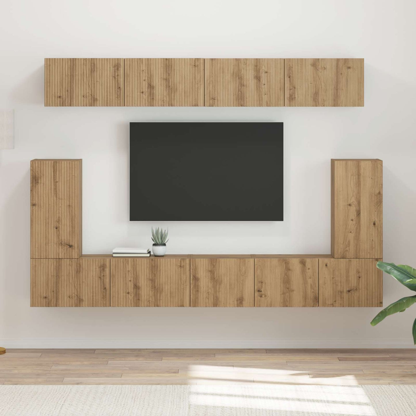vidaXL TV-Schrankset Wandmontiert 5 pcs Artisan-Eiche Holzwerkstoff