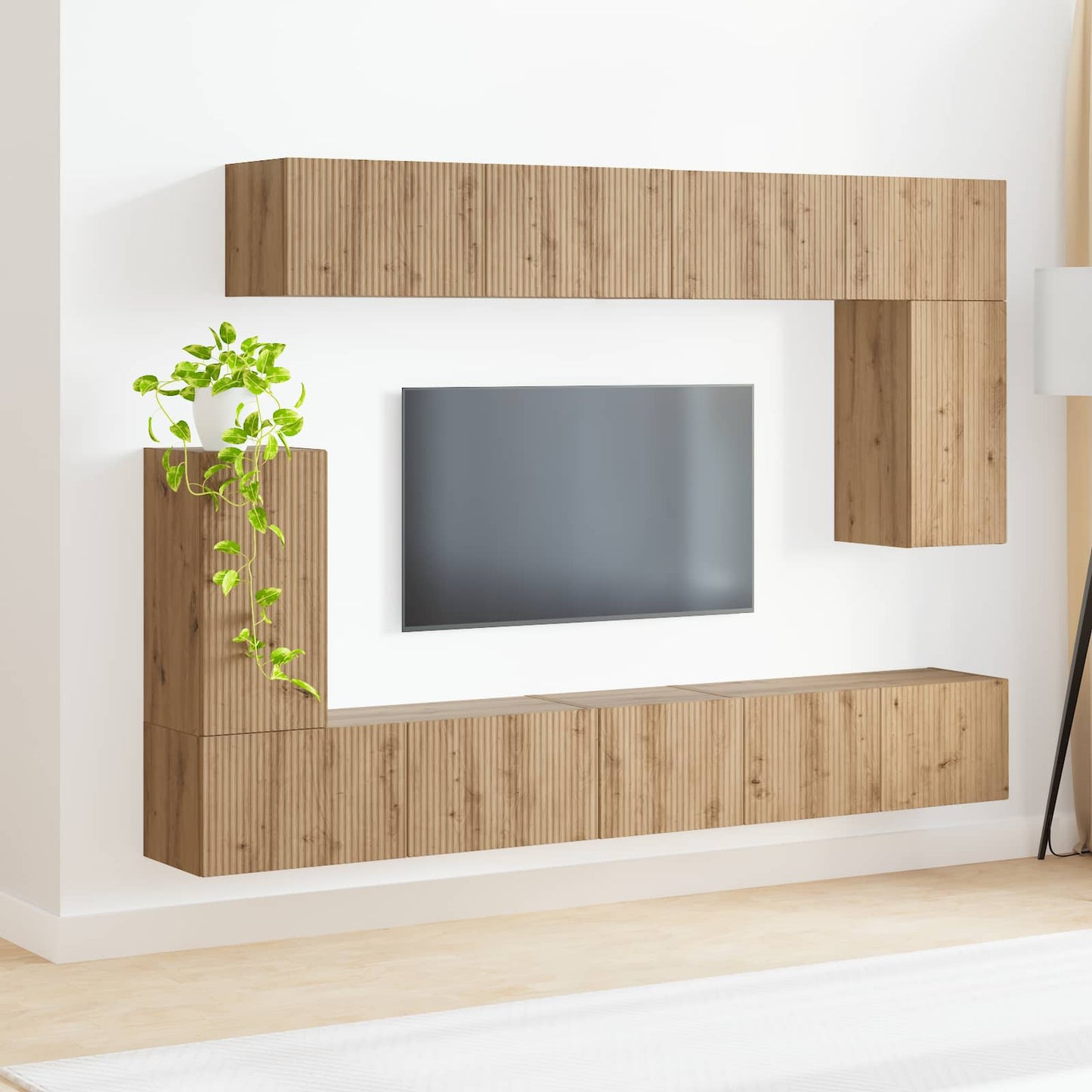 vidaXL TV-Schrankset Wandmontiert 5 pcs Artisan-Eiche Holzwerkstoff