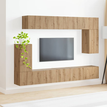 vidaXL TV-Schrankset Wandmontiert 5 pcs Artisan-Eiche Holzwerkstoff