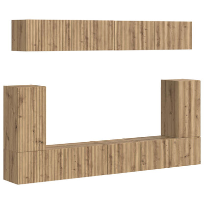 vidaXL TV-Schrankset Wandmontiert 5 pcs Artisan-Eiche Holzwerkstoff