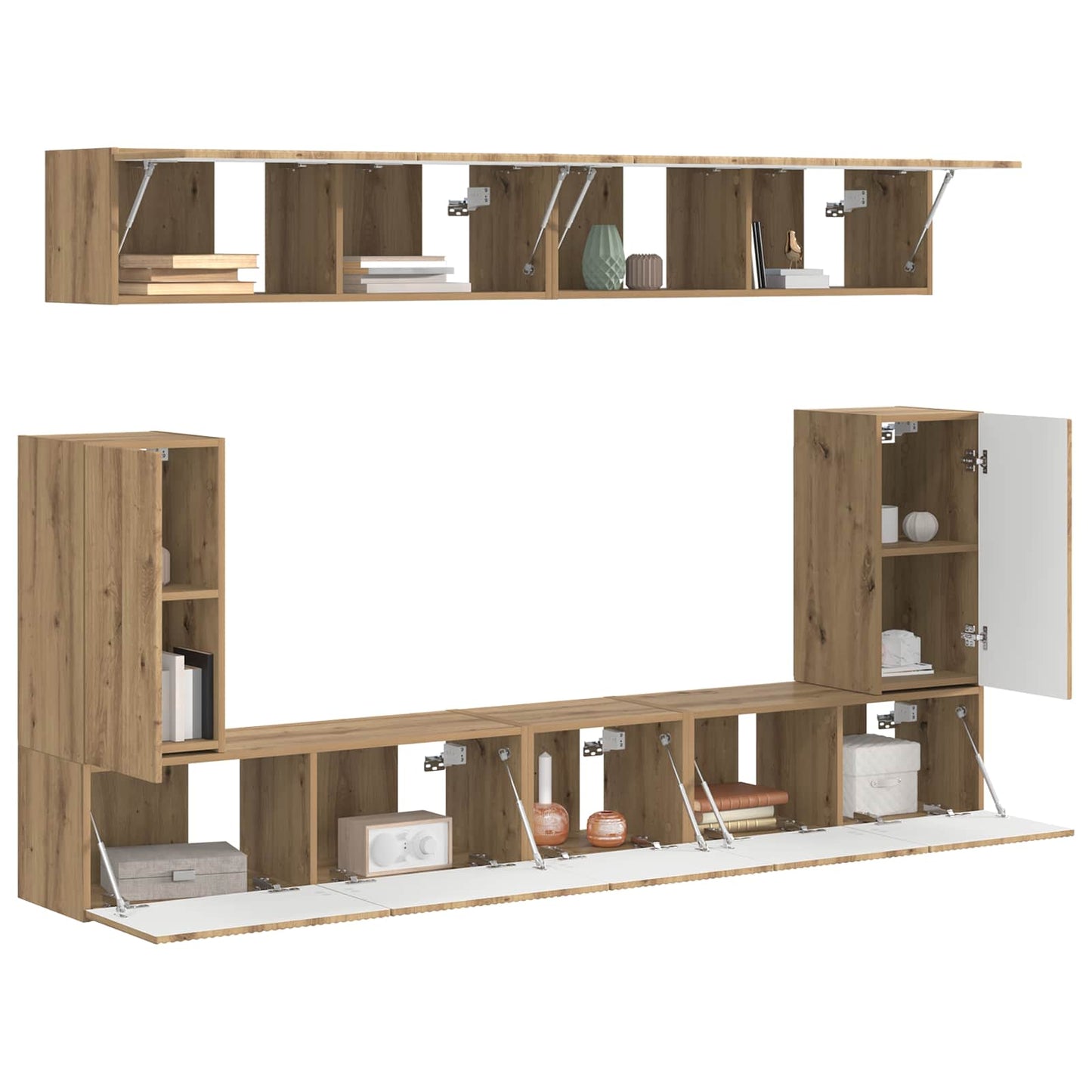 vidaXL TV-Schrankset Wandmontiert 5 pcs Artisan-Eiche Holzwerkstoff