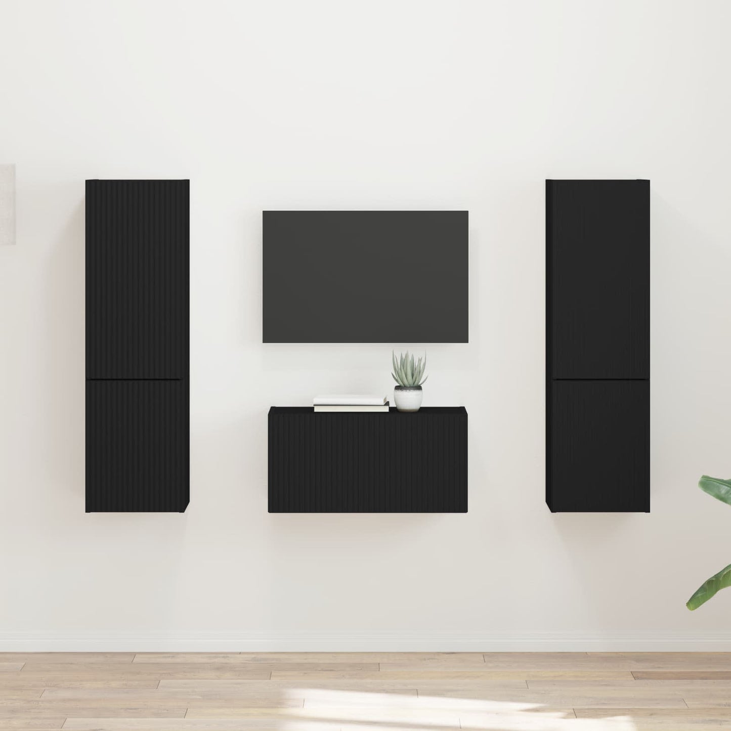 TV-Schrankset 5 pcs Schwarz Holzwerkstoff