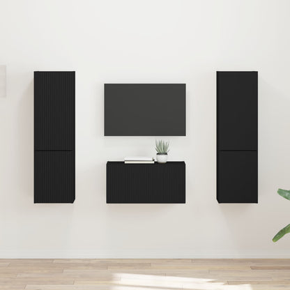 TV-Schrankset 5 pcs Schwarz Holzwerkstoff