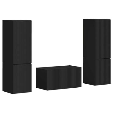 vidaXL TV-Schrankset 5 pcs Schwarz Holzwerkstoff